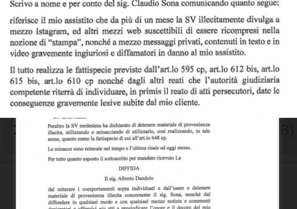 Uomini e donne news Claudio Sona lettera dell'avvocato al giornalista Dandolo