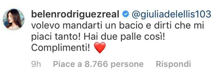 Belen Rodriguez manda un messaggio a Giulia De Lellis che ha dell'incredibile!