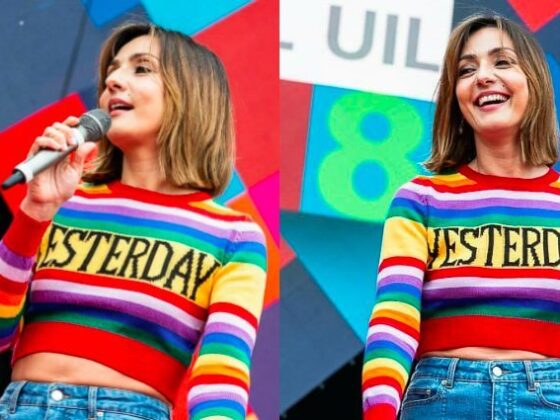 Ambra Angiolini tutti pazzi per il maglione colorato del concerto 1 maggio, di che marca è?